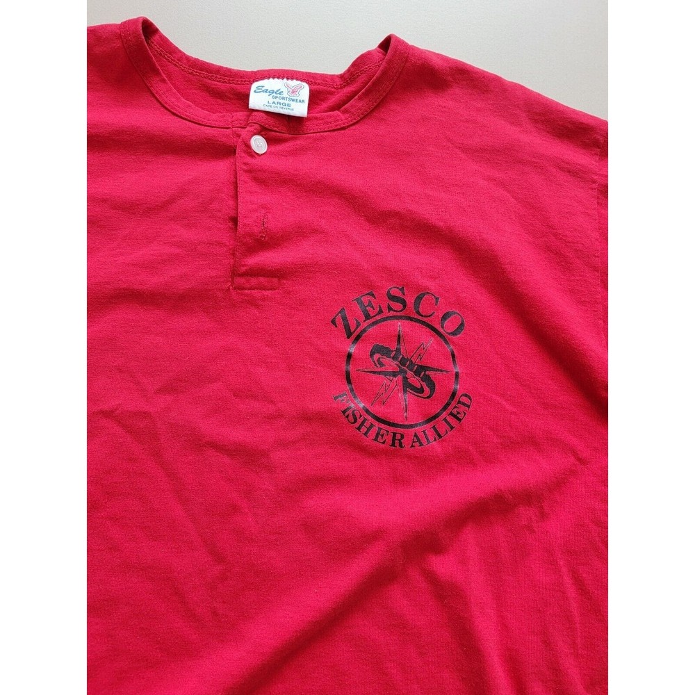 VTG Eagle Sportswear TShirt Sz L 90s Zesco Fisher Allied 2 button Single Stitch